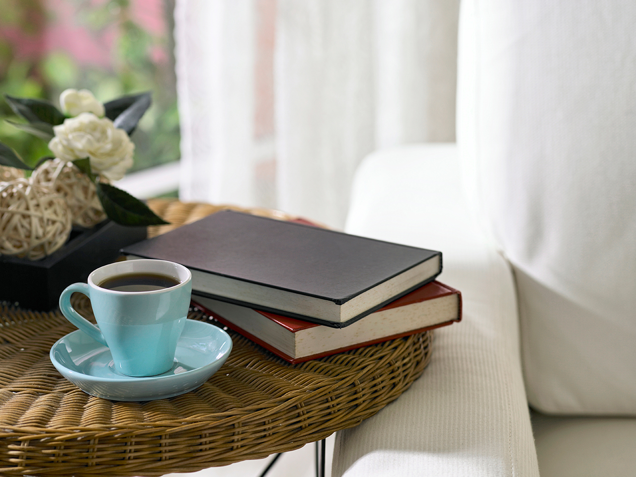 tea cup and books