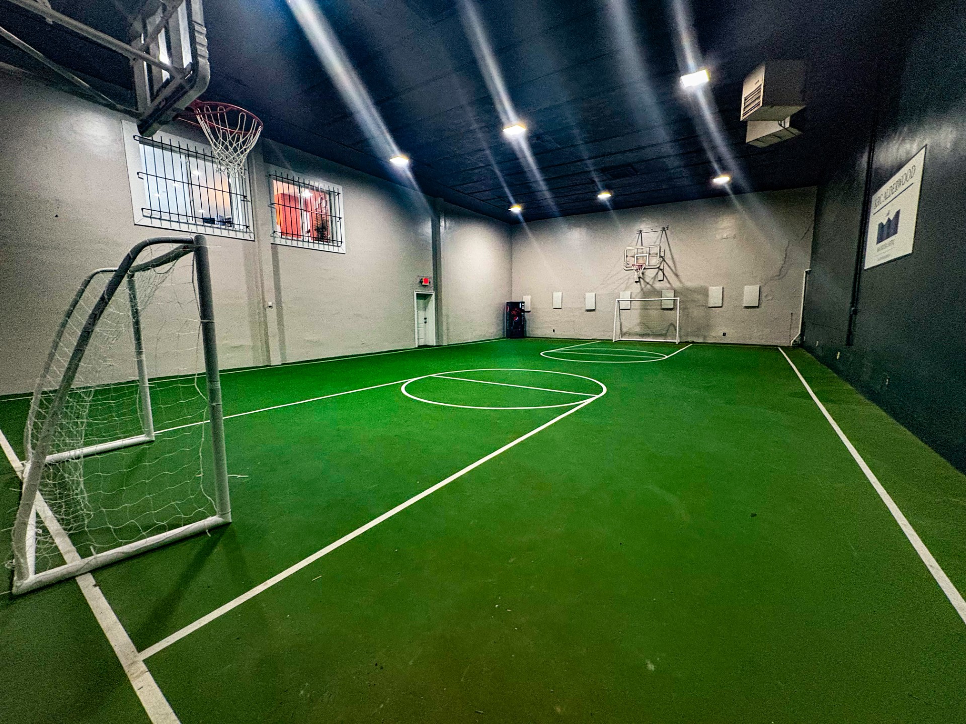 indoor soccer court at KRC Alderwood Trails Apartments are located 25 minutes from Downtown Atlanta